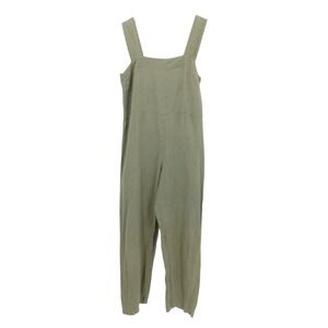 Love and Confuse 100% Linen Jumpsuit Sage Green Sleeveless Square Neck Small